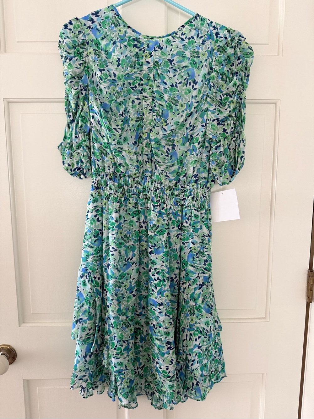 Shoshanna Green and Blue Floral Ruffle Dress - NWT - size 8